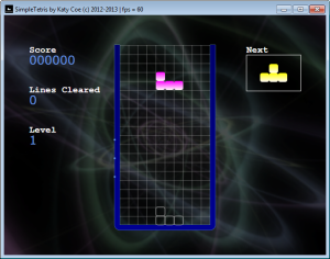 Figure 3b. The main game screen after a background is added. The background rotates at a linear speed in a continuous loop, and fades to a different background when the level changes.